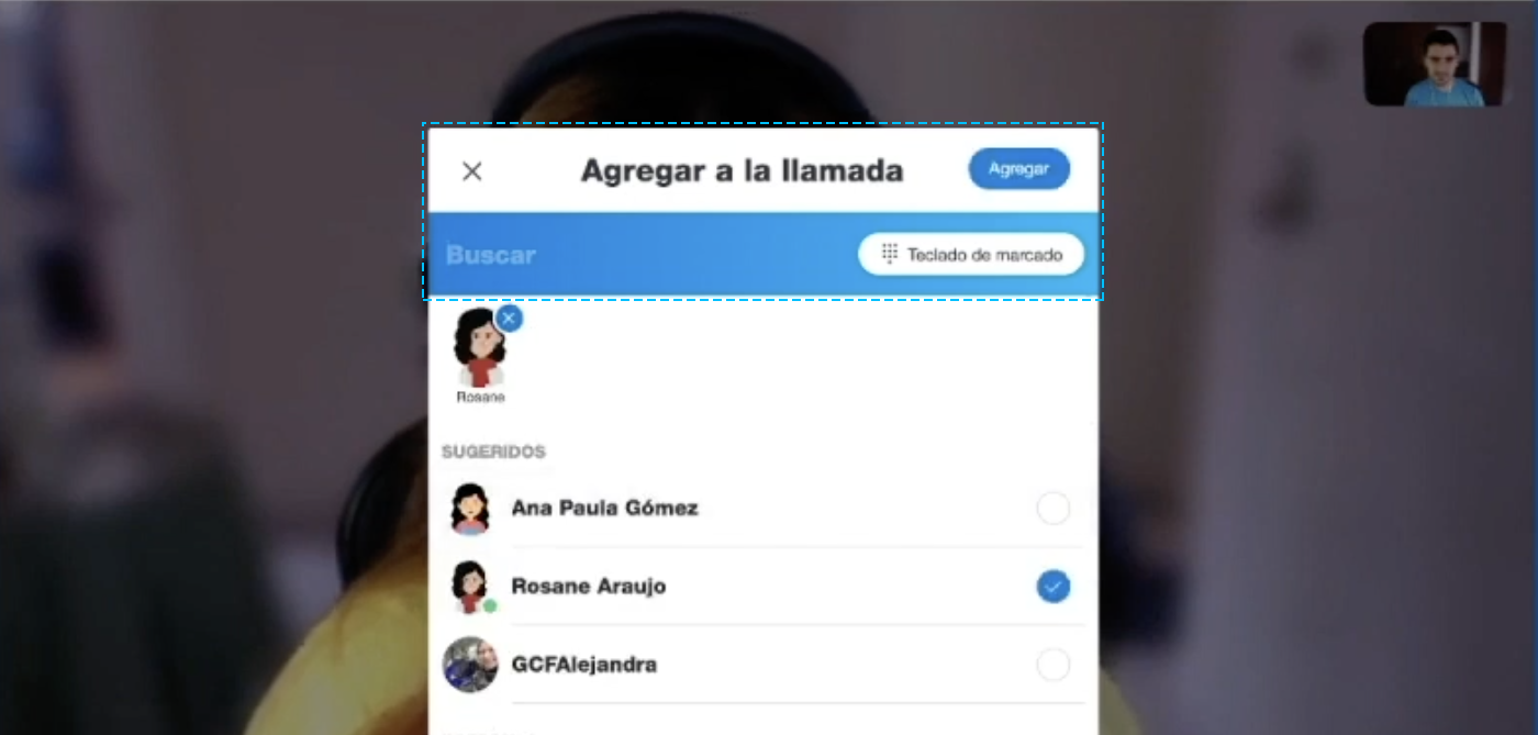 Agregar contacto nuevo para videollamada grupal